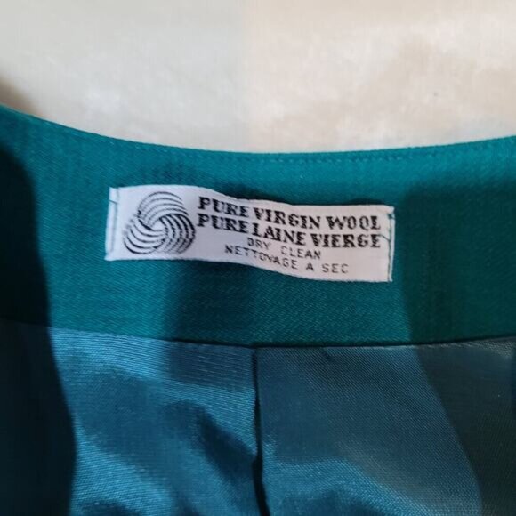 Vintage‎ Mertelli Collection Teal Pure Virgin Wool Open Blazer - Size 6 - Picture 4 of 9